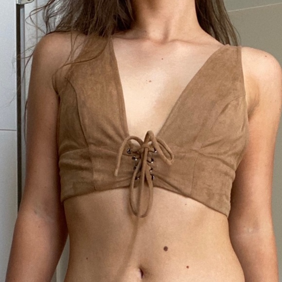 Forever 21 Tops - Forever 21 Sand Velvet Crop Top